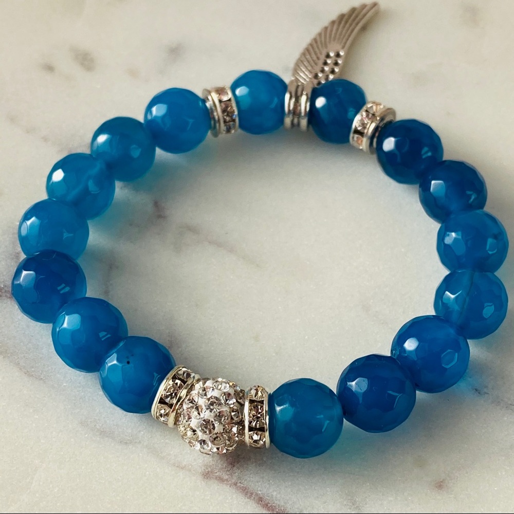 Agate Gemstone Beaded Stretchy Bracelet - Picture 2 of 3